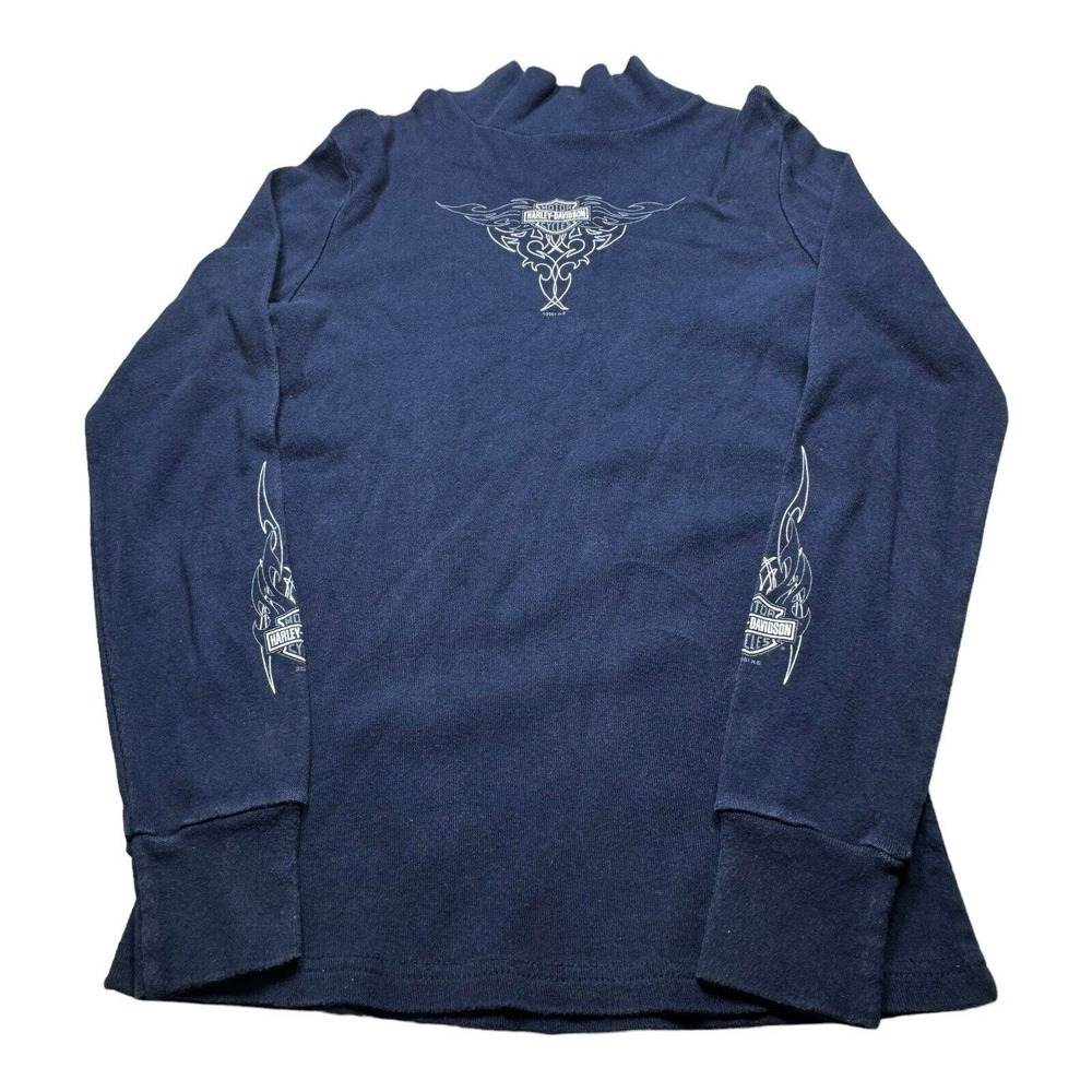 Harley Davidson Women’s Long Neck Sleeve Shirt Blue Size Small‎ Mile High Harley